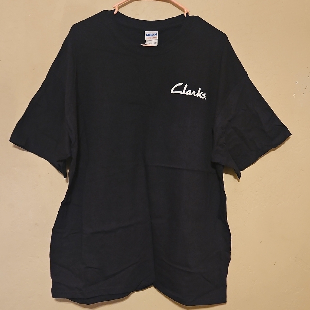 Clarks Black Short-Sleeve Tee with White Script Logo
